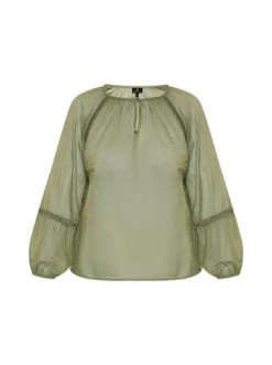 Billig ✨ Große Größen DreiMaster Klassik Baumwollbluse Markani In Olivgrün Günstig Kaufen 🔔