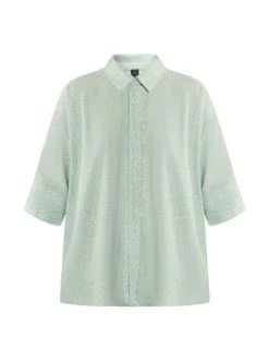 Bestes Angebot 😉 Große Größen DreiMaster Klassik Bluse Colina In Hellmint Wollweiss Günstig Kaufen 👏