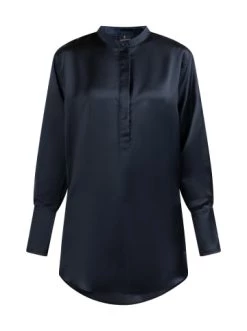 Auslauf 😍 Große Größen DreiMaster Klassik Langarmbluse Casnagie In Navy Günstig Kaufen 👍