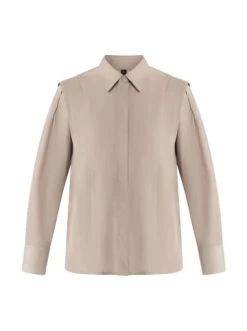 Angebote 💯 Große Größen DreiMaster Klassik Langarmbluse Colina In Rauchbeige Günstig Kaufen 👍