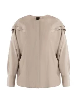 Billig 🥰 Große Größen DreiMaster Klassik Langarmbluse Colina In Rauchbeige Günstig Kaufen 🤩