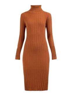 Bestes Angebot 😍 Große Größen DreiMaster Klassik Strick Langarmkleid Midi Iridia In Rostbraun Günstig Kaufen 🔥