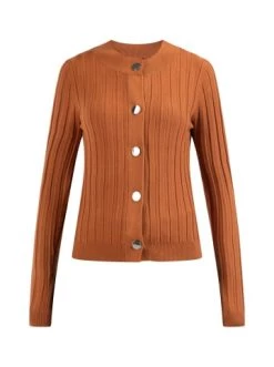 Angebote ❤️ Pullover & Cardigans DreiMaster Klassik Strickjacke Mit Knöpfen Iridia In Rostbraun Günstig Kaufen 🤩
